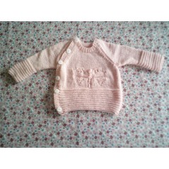 Brassière bébé tricot fille en jersey et point papillon rose