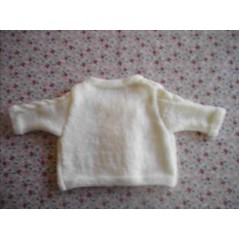 Brassière croisée bébé tricot fille et garçon blanche en jersey ornée de torsades et bordée de point mousse - Dos