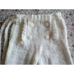 pantalon à pont bébé blanc en jersey - Gros plan haut
