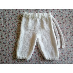 pantalon à pont bébé tricot blanc en jersey - Dos