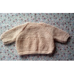 Brassière bébé tricot fille rose en point de riz et point mousse - Dos