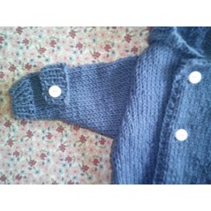 Paletot à capuche bébé tricot garçon et fille bleu en jersey - Manche
