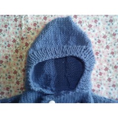 Paletot à capuche bébé tricot garçon et fille bleu en jersey - Capuche