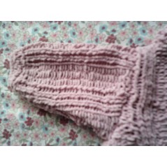 Brassière bébé tricot fille rose en velours en jersey et côtes - Manche