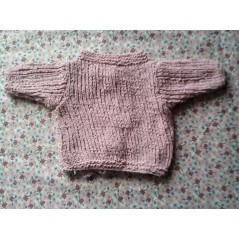 Brassière bébé tricot fille rose en velours en jersey et côtes - Dos