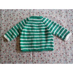 Brassière bébé tricot fille et garçon en jersey rayé vert et blanc - dos