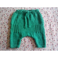 Pantalon bébé tricot fille et garçon en jersey vert