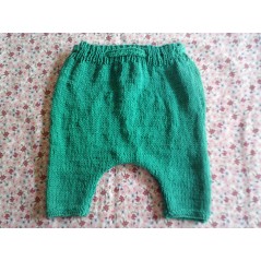 Pantalon bébé tricot fille et garçon en jersey vert - dos