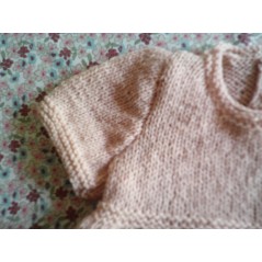 Robe bébé tricot fille rose en jersey et point mousse - Manche