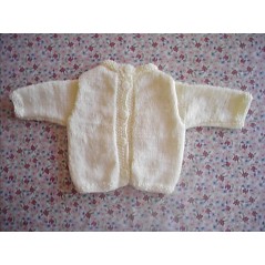 Brassière bébé tricot fille et garçon écrue en jersey et point de fougères - Dos