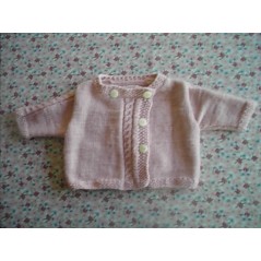 Brassière croisée tricot bébé fille rose en jersey et torsades - Devant