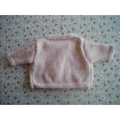 Brassière croisée tricot bébé fille rose en jersey et torsades - Dos