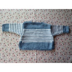 Pull marinière bébé tricot en jersey rayé bleu et blanc fille et garçon - dos
