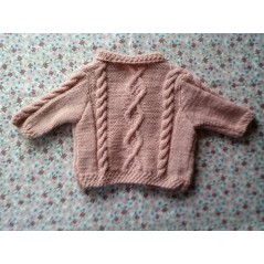 Gilet bébé tricot fille en point irlandais - Dos