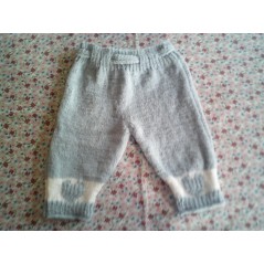 Pantalon bébé tricot garçon en jersey et jacquard cœur - Dos