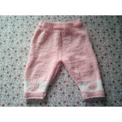 Pantalon bébé tricot fille en jersey et jacquard cœur - Dos